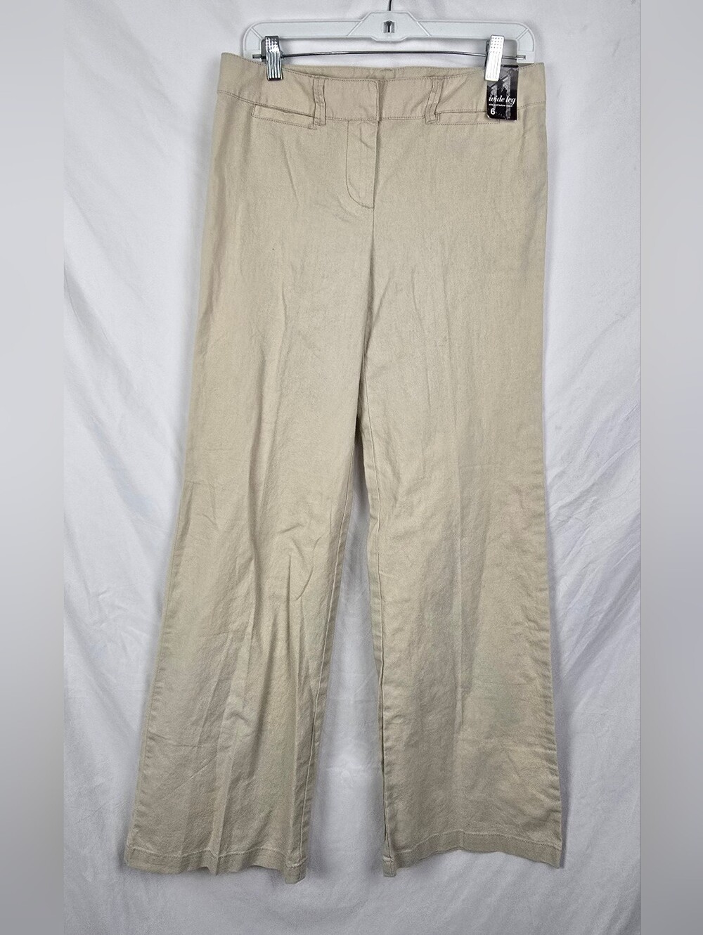 New York & Co Linen Blend Beige Minimalist Wide Leg Pants sz 6 NWT